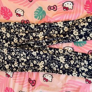Talbots Black and Cream Floral Cropped Jeans